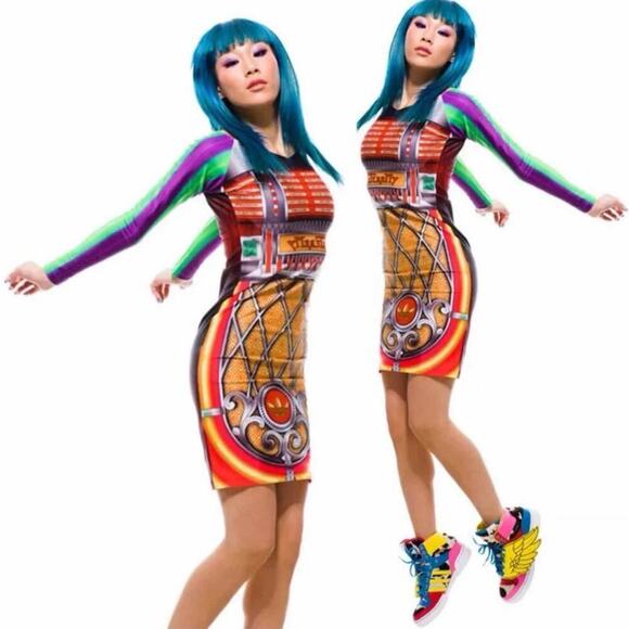 Adidas Originals Jeremy Scott jukebox Dress x29867 Retro Art to Wear Small - Picture 11 of 15